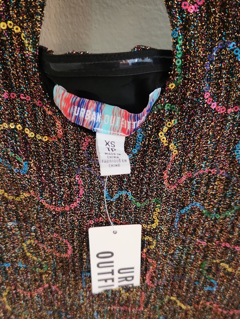 NWT Urban Outfitters Gemma Sparkly Halter Mini Dress XS - Picture 4 of 8